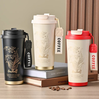 Mug à café isotherme en acier inoxydable à double paroi, thermos portable de voyage avec couvercle 2-en-1 et corde, cadeaux d'affaires