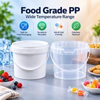Seau en plastique PP vide de qualité alimentaire avec couvercle, personnalisable, pour biscuits, bonbons et snacks, idéal pour Noël (vente en gros)