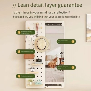 Productos de tendencia, artículos de tienda de decoración para el hogar, espejo montado en la pared, tablero perforado de madera maciza, espejo Push-pull, perchero para sala de estar, estante de almacenamiento para el hogar, muebles para sala de estar personalizados - Product Image 2
