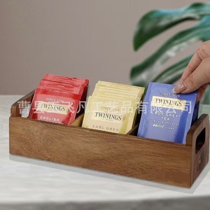 <b>Solid</b> <b>Wood</b> Tea Bag Box 24x8x6.6cm Sturdy Storage Organizer For Tea Room - Product Image 3