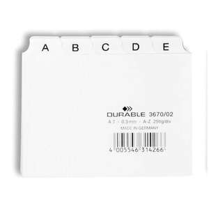 DURABLE - 3670-03 Dividers A7 5/5 keys AZ pre-printed PPL cavalierini - EAN 4005546314273 ORGANIZATION AND <b>FILING</b> <b>PRODUCTS</b> - Product Image 1