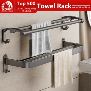 Oriental yuhong đôi khăn giá treo tường không có không gian khoan nhôm lưu trữ Kệ nhà bếp thanh chủ phụ kiện phòng tắm - Product Image 2