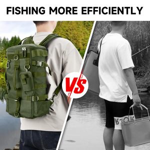 Sac à dos de pêche tactique multifonctionnel imperméable pour l'extérieur avec fermeture éclair, doublure en polyester, design portable, style tendance - Product Image 6