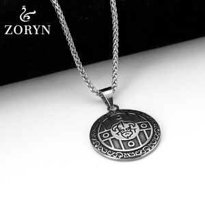 Colgante de Escudo Vikingo de Acero Inoxidable, Nudo Celta Nórdico, Joyería de Moda Gótica Punk Vintage de Acero de Titanio para Hombre - Product Image 2