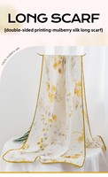 Longue écharpe en soie de mûrier, style chinois, motif floral printanier, cadeau, hijab ---- # HijabScarfKhimarShayla