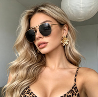 Gafas de Sol Clásicas Premium Populares con Montura de Doble Puente, Lentes de PC Anti-Reflejantes, Montura Metálica Poligonal Moderna, Unisex