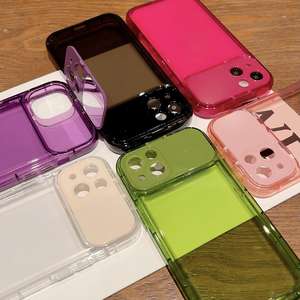 Coque de téléphone Apple transparente en TPU couleur bonbon pour iPhone 16 Pro, compatible avec iPhone 15 et 13, avec support miroir grande fenêtre - Product Image 4