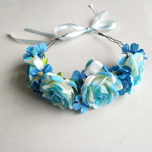 Hera personalizado barato flor diadema Festival azul Floral corona Rosa flor accesorio para el cabello - Product Image 2