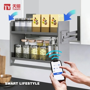 TIANYI Modern 2-Tier Flat <b>Wire</b> Pull Down <b>Shelf</b> Kitchen Upper Cabinet Lift Basket Chrome Plated Steel Elevator Storage Organizer - Product Image 5
