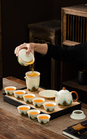 Ensemble de tasses à thé en céramique élégantes à motif paysage chinois avec Gaiwan pour la cérémonie du thé à domicile, la méditation et la relaxation quotidienne