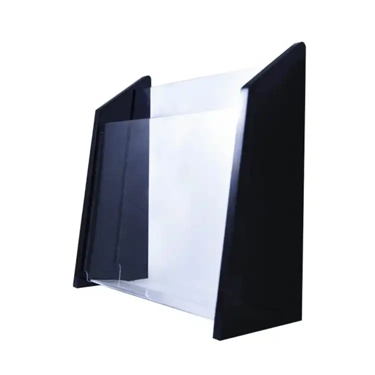 Прозрачная и черная пластиковая стойка для магазинов, подставка для брошюр, 1 карман, акриловый витрина для магазинов