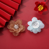 Accessoires vestimentaires 3D faits main DIY, fleur en strass acrylique rose, à utiliser pour broches, bijoux, accessoires pour cheveux, matériel
