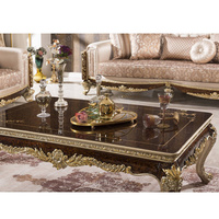 Table basse classique de luxe haut de gamme en bois sculpté à la main, meubles de salon décoratifs personnalisés