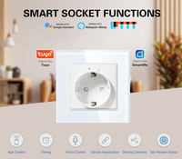 Prise murale intelligente WiFi UBARO 82 mm Tuya EU Schuko 16A avec panneau en verre et moniteur de puissance, compatible Alexa, Google Home, Yandex Alice