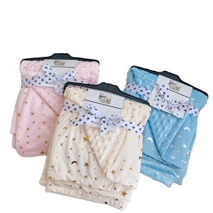 Couverture pour bébé en microfibre Minky Dot en peluche super douce et écologique Couverture personnalisée pour nouveau-né - Product Image 1