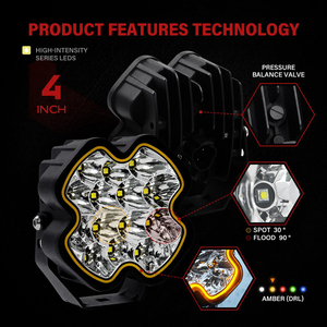 ไฟหน้า LED สีเหลืองอำพัน <span class=keywords><strong>12V</strong></span> ขนาด 4 นิ้ว ใหม่ ไฟตัดหมอกสีขาว/เหลือง ไฟเดย์ไลท์สำหรับรถออฟโรด รถกระบะ/UTV/SUV อุปกรณ์เสริม <span class=keywords><strong>50W</strong></span> 9000 ลูเมนส์ - Product Image 4