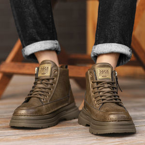 Vente en gros usine – Nouvelles bottes décontractées pour hommes, style Martin, à lacets, hauteur cheville, en jean, semelle extérieure en caoutchouc antidérapante - Product Image 5