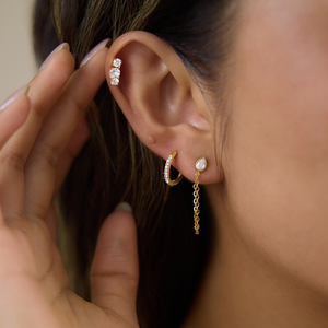 Ensemble de 3 paires de boucles d'oreilles J&D Jewelry en acier inoxydable plaqué or 18 carats, avec zircon cubique taille poire et pampilles, pour femmes - Product Image 3