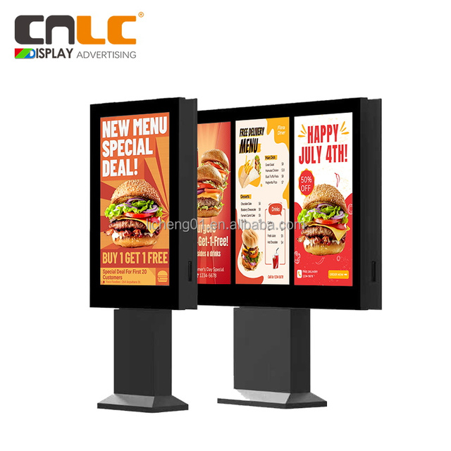 55 Inch Low Power Outdoor Drive-Thru LCD Menu Display 3000nits IP65 Waterproof 1-3 Screens for Burger Chain