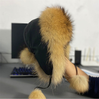 Sombreros de nailon de imitación para mujer, gorros de invierno cálidos de piel de zorro, aviador, Ushanka rusa, orejeras