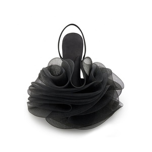 Sandales à talons hauts pour femmes, style slingback, avec grande fleur en résille, pour le bureau, sexy, couleurs personnalisables - Product Image 3