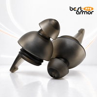 Bouchons d'oreilles en silicone réutilisables, réduction du bruit, embout double à forme de champignon pour dormir et voyager, marron