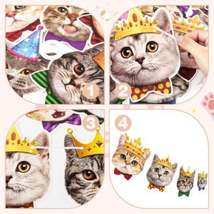 Décorations rêveuses, bannière d'anniversaire amusante avec visages de chats, guirlande de décoration de fête pour la célébration des chats, 2 couleurs numériques - Product Image 6