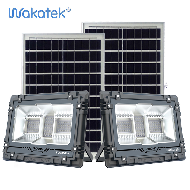 Мощный IP65 ip67 уличный 200 Вт 300 Вт 500 Вт 800 Вт Водонепроницаемый Солнечный уличный фонарь с солнечной панелью WAKATEK