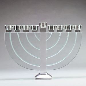 蚀刻水晶光明节烛台烛台，用于传统光明节犹太装饰 - Product Image 5