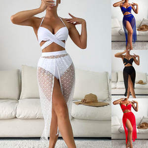 Women's 3 Piece Bikini Set <strong>Sarong</strong> Swimsuit Cover Ups for Women Sheer Bathing Suit Beach Skirt Maxi <strong>Wrap</strong> - Product Image 2