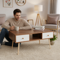 Table basse convertible moderne en bois pour salon, mobilier de maison durable