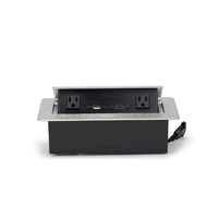 Enchufe de Escritorio Cable Cubby Aprobado, de Aluminio, con 2 Tomas de Corriente y 2 Puertos USB, Enchufe Oculto Retráctil para Enchufes de Reino Unido/EE. UU./UE/Australia