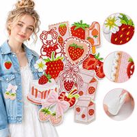 Bulk aardbeien geborduurde schattige Kawaii fruit strik melk cake ijslolly beer hart strijk-op naai borduur patches
