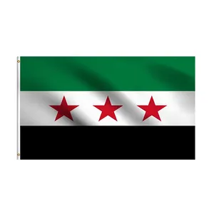 Bendera Arab Syria 3X5 Ft 100% Poliester Bendera 100D Bendera Gratis Syria