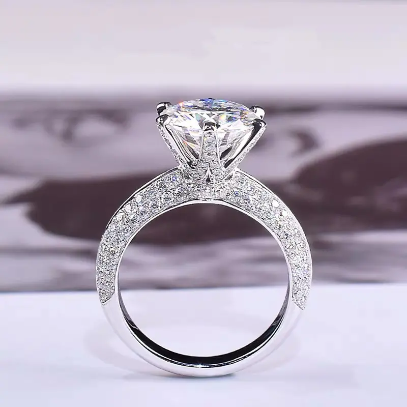 Ajustável Cobre Banhado A Prata Faux Cubic Zirconia Moissanite Anéis De Noivado De Casamento Diamante Para Meninas Bonitas