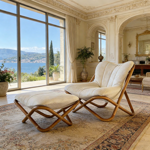 <span class=keywords><strong>Fauteuil</strong></span> de salon moderne avec ottoman, <span class=keywords><strong>fauteuil</strong></span> nordique de luxe, canapé paresseux pour balcon, salon ou extérieur - Product Image 5