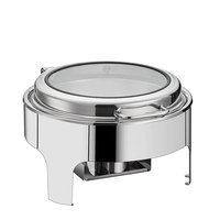 Réchaud à buffet rond en acier inoxydable, réchaud à buffet, couvercle en verre hydraulique, 6 litres, ustensiles de buffet