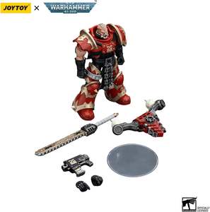 JOYTOY <span class=keywords><strong>Warhammer</strong></span> <span class=keywords><strong>40K</strong></span> World Eaters Khorne Berzerker avec Eviscerator Chainsword, figurine de collection à l'échelle 1/18, 4,96 pouces - Product Image 6