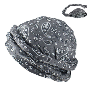 HZM-23179 Turban réglable doublé satin pour hommes et femmes, Durag, foulards pré-noués, bonnet Paisley Wave - Product Image 4