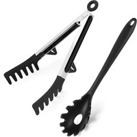 Ensemble de cuillères à spaghetti et pinces à pâtes améliorées, fourchette à pâtes robuste, cuillère à nouilles à dents, pinces multi-usages