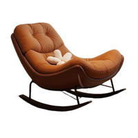 Sillón Mecedora de Metal de Lujo para Balcón y Sala de Estar, Silla Luna de Descanso con Diseño de Siesta Estilo Francés
