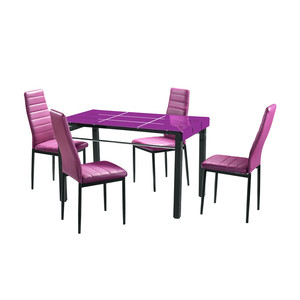 Mesa de comedor de cristal templado negro rectangular con diseño moderno de <span class=keywords><strong>KD</strong></span> con silla de cuero para el hogar - Product Image 2