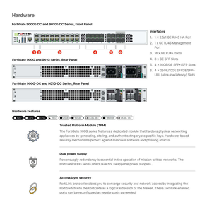Pare-feu de nouvelle génération Fortinet FortiGate 900G 901G NGFW pour centre de données avec emplacements SFP+ 10G et haute disponibilité - Product Image 6