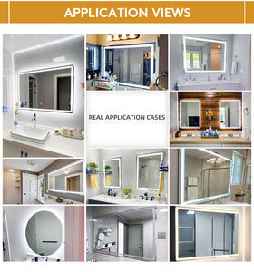 Miroir intelligent de luxe au design artistique, miroir mural LED pour salle de bain, anti-buée, avec éclairage pour maquillage, pour salon et hôtel - Product Image 5