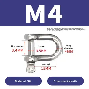 Grillete de elevación de acero inoxidable 304 con anillo en D de ojo, para cuerda de alambre y cadena, con forma de U y <span class=keywords><strong>herradura</strong></span> - Product Image 6
