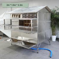 Cage d'élevage de pigeons haut de gamme en acier inoxydable toutes saisons, grande volière métallique avec roues et plateaux extractibles pour pigeons de course