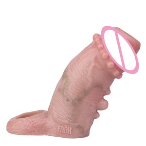 FAAK Inner Thread and Outer Texture Hump Penis Sleeve Cock Sheath Delay Ejaculation Penis Cover Reusable Condom Hollow <b>Dildo</b> - Product Image 1