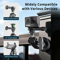 Support magnétique universel en alliage d'aluminium à vente chaude, pince pour téléphone en silicone, adaptateur à vis 1/4'', support GoPro