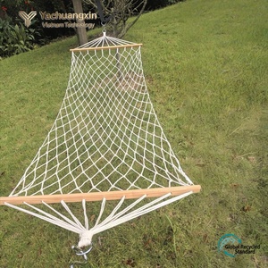 Hamac individuel en corde et filet, avec cadre en bois, minimaliste, pour loisirs en extérieur, toutes saisons - Product Image 4