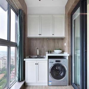 ตู้ครัวทันสมัยระเบียงตู้เก็บของพร้อมคุณสมบัติซักผ้า - Product Image 6